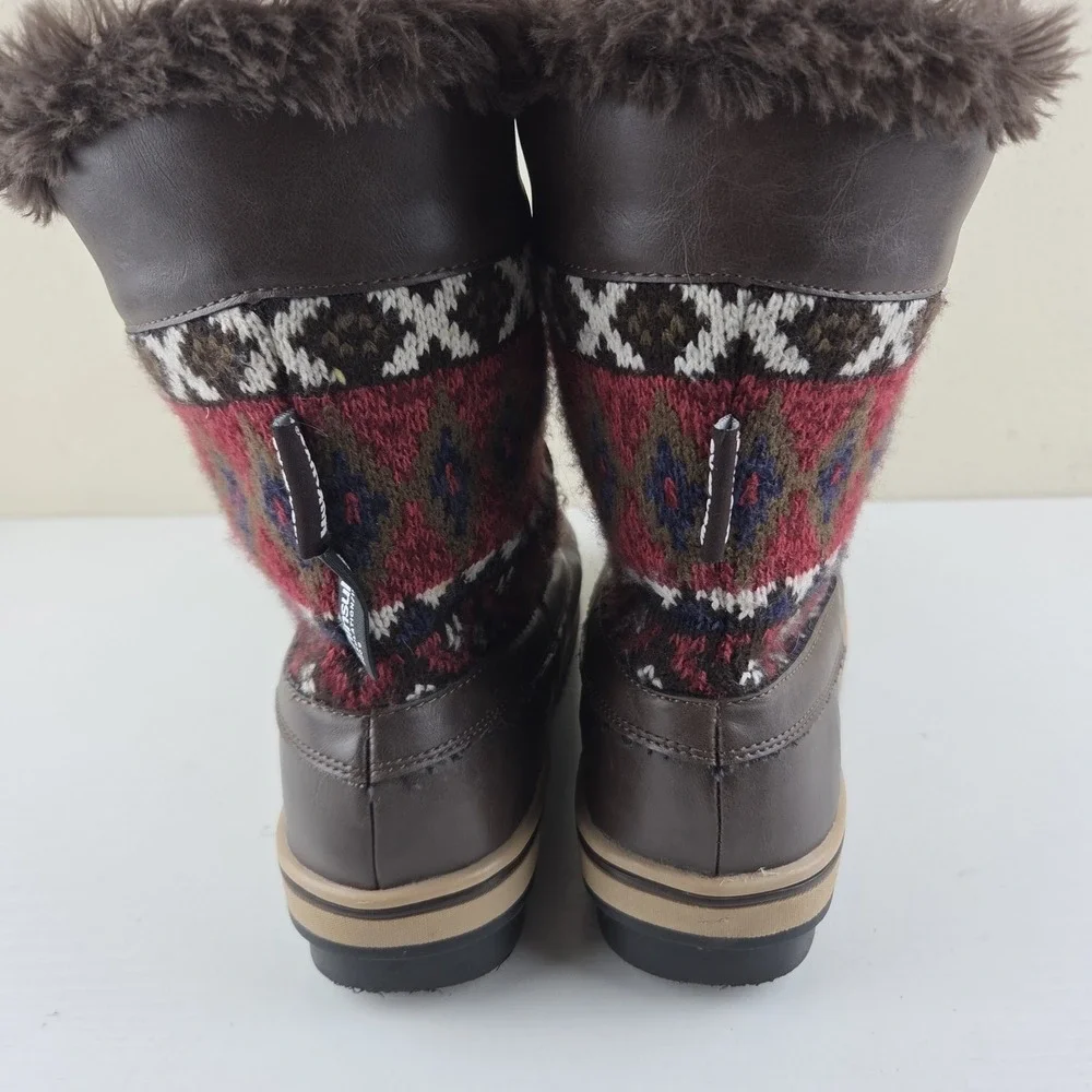 Muk‎ Luks Brown Aztec Knit Insulated Winter Boots 200g Thinsulate Women's Size 7